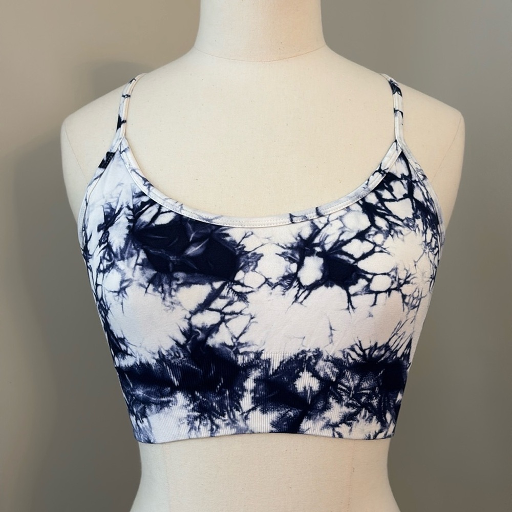 Profit Tie Dye Seamless Sports Bra Navy/White Sz S